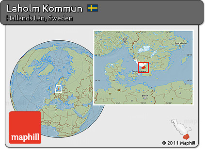 Savanna Style Location Map of Laholm Kommun, highlighted parent region, hill shading