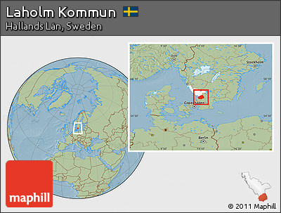 Savanna Style Location Map of Laholm Kommun, highlighted parent region, hill shading