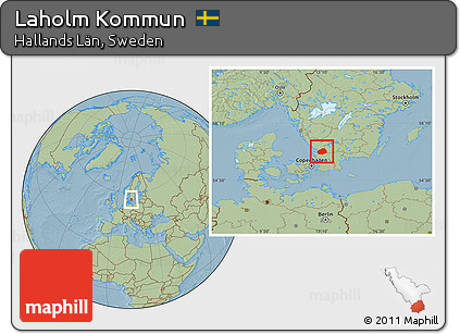 Savanna Style Location Map of Laholm Kommun, hill shading