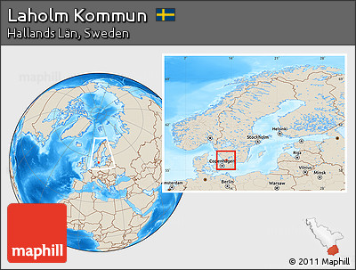 Shaded Relief Location Map of Laholm Kommun, within the entire country