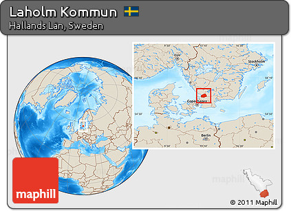Shaded Relief Location Map of Laholm Kommun
