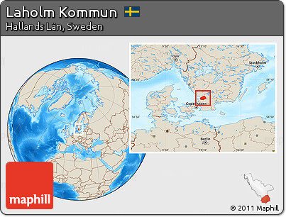 Shaded Relief Location Map of Laholm Kommun