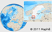 Shaded Relief Location Map of Laholm Kommun, highlighted country, within the entire country