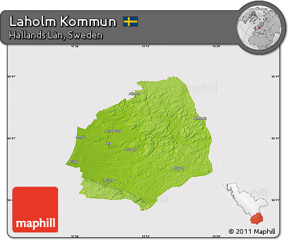 Physical Map of Laholm Kommun, cropped outside