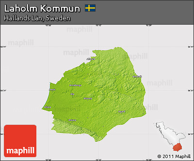 Physical Map of Laholm Kommun, cropped outside