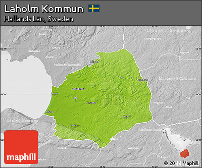 Physical Map of Laholm Kommun, lighten, desaturated