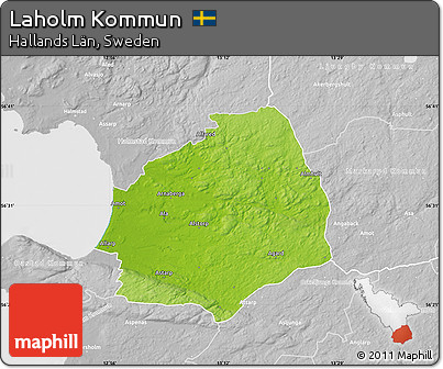 Physical Map of Laholm Kommun, lighten, desaturated