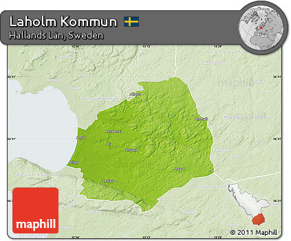 Physical Map of Laholm Kommun, lighten