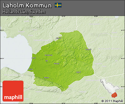 Physical Map of Laholm Kommun, lighten