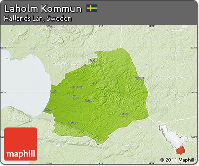 Physical Map of Laholm Kommun, lighten