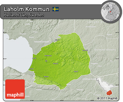 Physical Map of Laholm Kommun, lighten, semi-desaturated