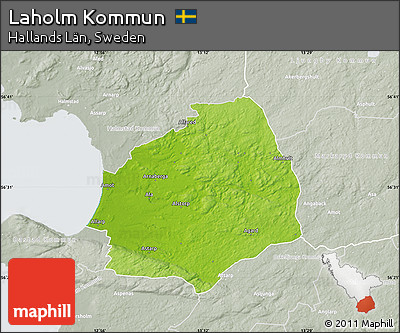 Physical Map of Laholm Kommun, lighten, semi-desaturated