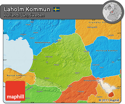 Physical Map of Laholm Kommun, political outside
