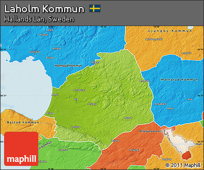 Physical Map of Laholm Kommun, political outside