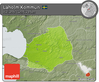 Physical Map of Laholm Kommun, semi-desaturated