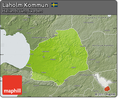 Physical Map of Laholm Kommun, semi-desaturated