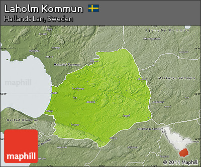 Physical Map of Laholm Kommun, semi-desaturated