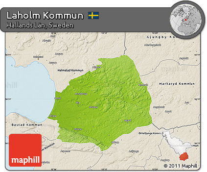 Physical Map of Laholm Kommun, shaded relief outside
