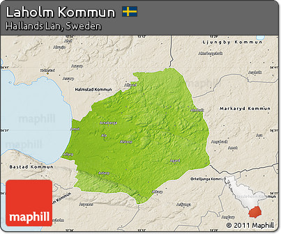 Physical Map of Laholm Kommun, shaded relief outside