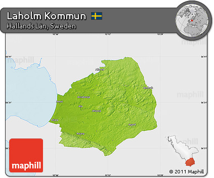 Physical Map of Laholm Kommun, single color outside