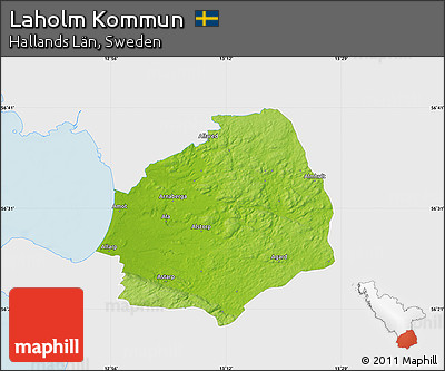 Physical Map of Laholm Kommun, single color outside