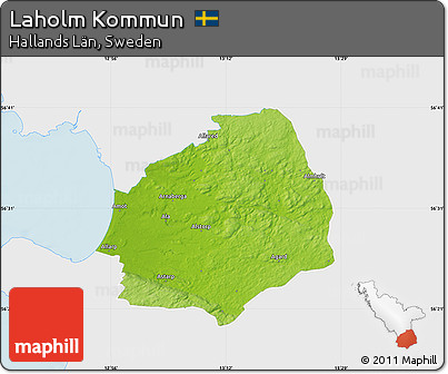 Physical Map of Laholm Kommun, single color outside