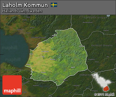 Satellite Map of Laholm Kommun, darken