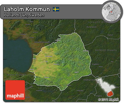Satellite Map of Laholm Kommun, darken