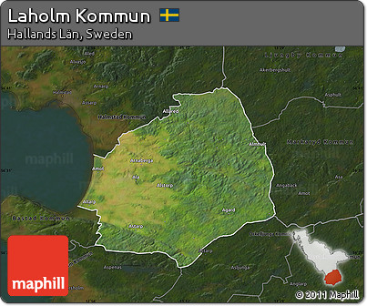 Satellite Map of Laholm Kommun, darken