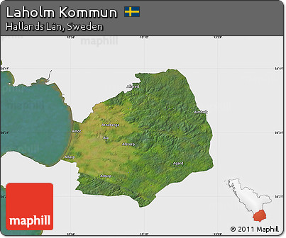 Satellite Map of Laholm Kommun, single color outside
