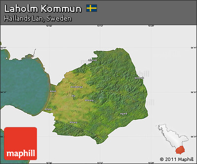 Satellite Map of Laholm Kommun, single color outside