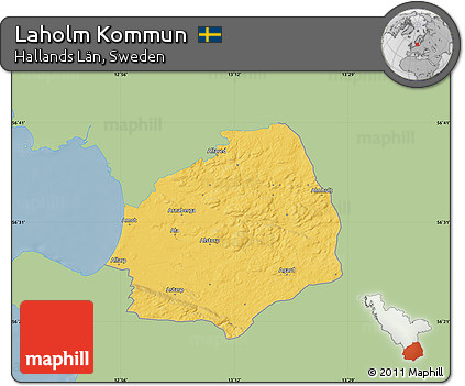 Savanna Style Map of Laholm Kommun, single color outside