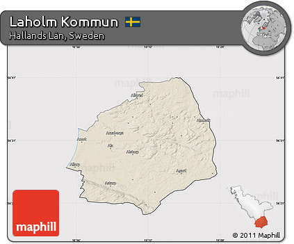 Shaded Relief Map of Laholm Kommun, cropped outside