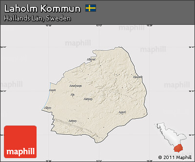 Shaded Relief Map of Laholm Kommun, cropped outside