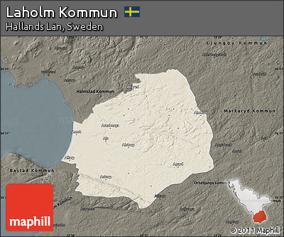 Shaded Relief Map of Laholm Kommun, darken
