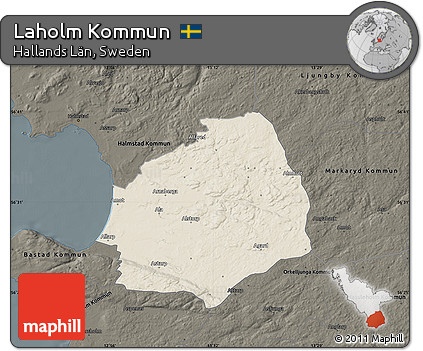 Shaded Relief Map of Laholm Kommun, darken
