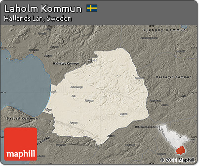 Shaded Relief Map of Laholm Kommun, darken