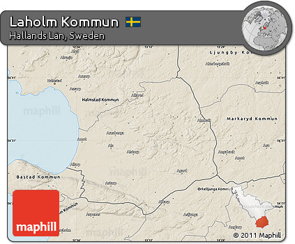 Shaded Relief Map of Laholm Kommun