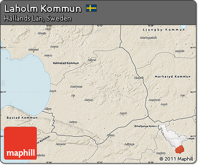 Shaded Relief Map of Laholm Kommun