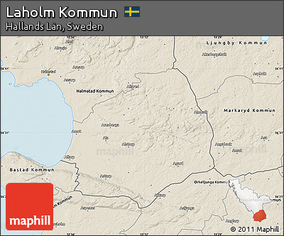 Shaded Relief Map of Laholm Kommun