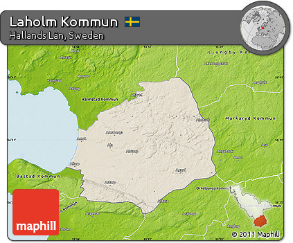 Shaded Relief Map of Laholm Kommun, physical outside