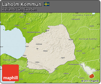Shaded Relief Map of Laholm Kommun, physical outside