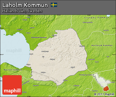 Shaded Relief Map of Laholm Kommun, physical outside