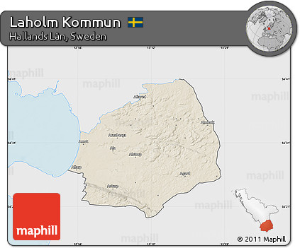 Shaded Relief Map of Laholm Kommun, single color outside