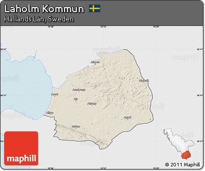 Shaded Relief Map of Laholm Kommun, single color outside