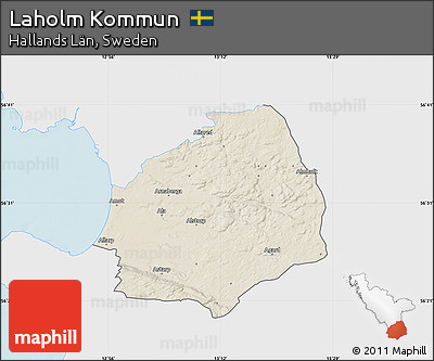 Shaded Relief Map of Laholm Kommun, single color outside