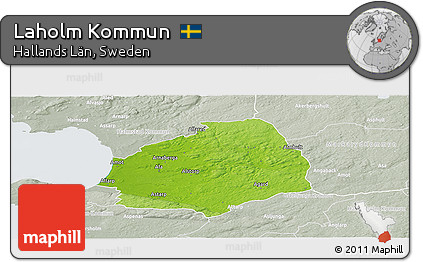 Physical Panoramic Map of Laholm Kommun, lighten, semi-desaturated