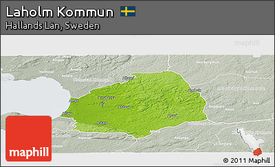Physical Panoramic Map of Laholm Kommun, lighten, semi-desaturated