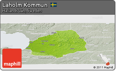 Physical Panoramic Map of Laholm Kommun, lighten, semi-desaturated