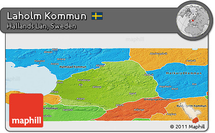 Physical Panoramic Map of Laholm Kommun, political outside